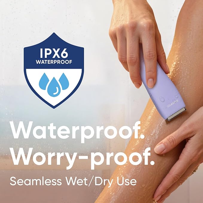 Bikini Trimmer for Women, Legs & Pubic Hair Trimmer | Waterproof, Type-C Rechargeable, LED Light, Replaceable Blade, Electric Razors for Women, Womens Body Shaver (Lilac Purple)