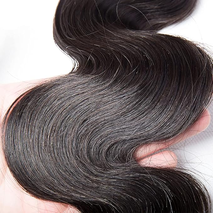 30 Inch Color 1B Human Hair Bundles Natural Color Body Wave Bundles Grade 8A Peruvian Virgin Remy Hair Extensions Double Weft Remy Hair Weave 300g