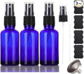 1 oz Glass Blue Spray Bottles,Small Empty Fine Mist Refillable Travel Spray Bottle for Cleaning,Perfume,Aromatherapy,Cosmetic Sprays,Hair,Essential Oils with Fine Mist Dispenser（3 Pack）
