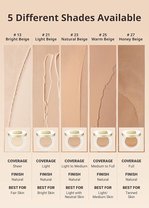 MISSHA Glow Cushion No.23 Natural Beige for Natural Skin Radiant & Moisturizing Skin with Buildable Coverage