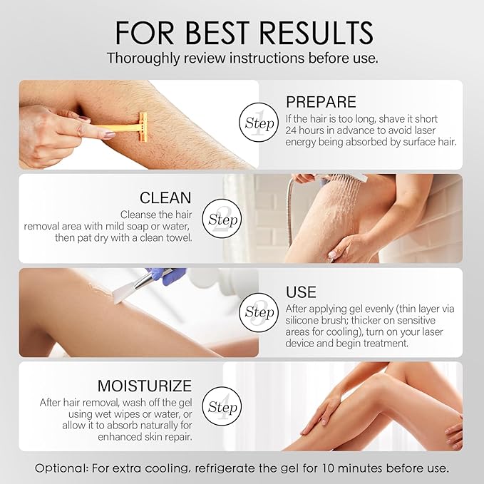 Cooling Gel for Hair Removal Device 300g Soothing Cooling Conductive Gel on Face Body Legs Arms Underarms for Woman and Men with Aloe Vera Centella Asiatica