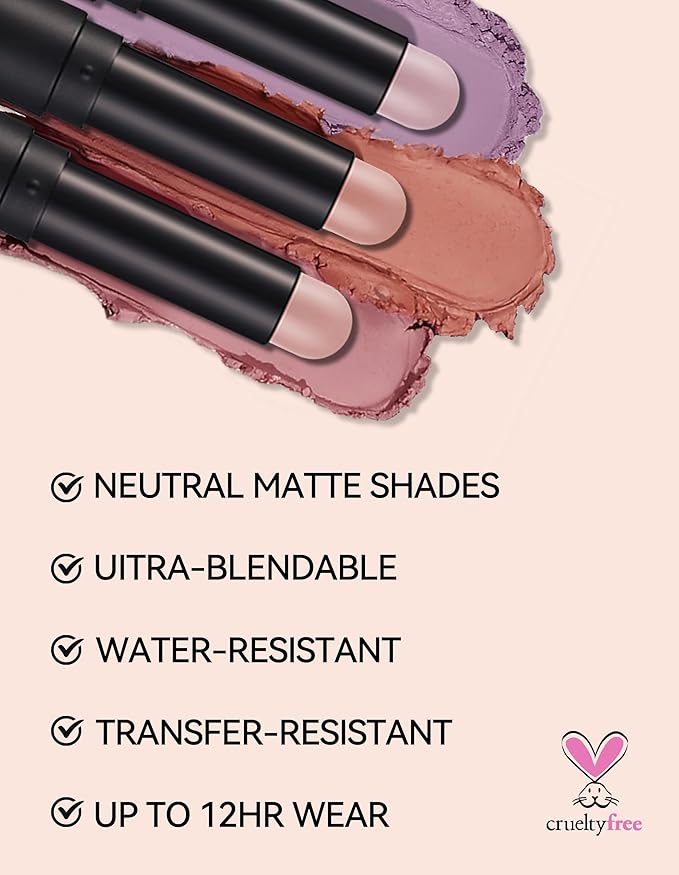 Erinde Waterproof Cream Eyeshadow Stick, Matte Nude Eye Shadow Sticks, Longwear Blendable High Pigmented, Neutral Eye Shadow Sticks for Older Eyes, Smokey Eyeshadow Pencil Crayon, 15 Mocha Matte