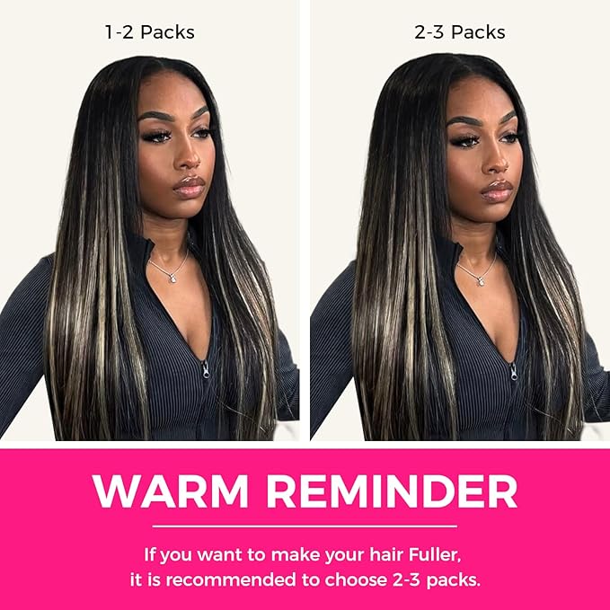 Lashey Seamless Clip in Hair Extensions Human Hair, 110g 7pcs Straight Balayage Natural Black to Light Blonde Highlighted Clip in Hair Extensions for Black Women 16 Inch