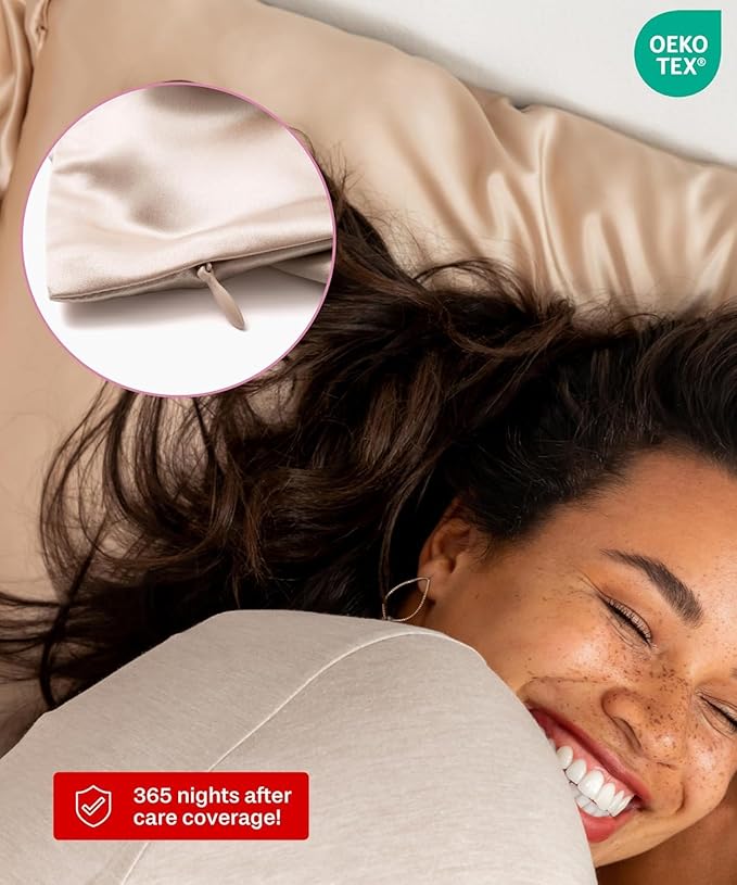SUNDAYSILKS™ 100% Mulberry Silk Pillowcase, Silk Pillow Cases for Hair & Skin, Superior to Satin Pillowcase, with Zipper, Standard, Queen, King Sizes, Anti-Wrinkle, Cooling, Non-Slip Silk Pillowcases