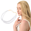 DIGUAN Double Three Strand Synthetic Hair Braided Headband Hairpiece Extension Women Girl Beauty accessory (Light Gray)