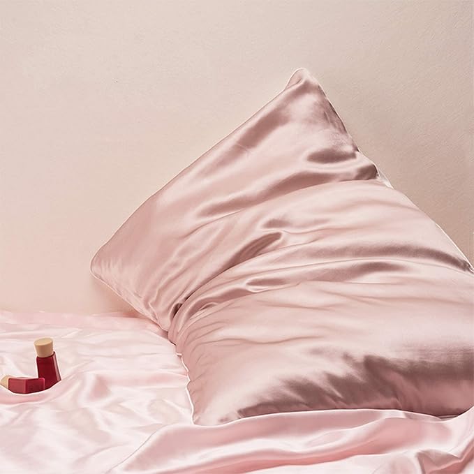 Pink Silk Pillowcase - Certified 22 Momme Organic Mulberry Silk, Silky Pillow Cases for Beauty Sleep, Anti-Wrinkle, Girly Gifts for Women, Premium Self Care Item, 1 Pc 20"x36" (King, Pink)