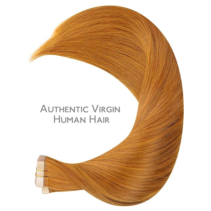 WENNALIFE 40pcs Tape in Hair Extensions Human Hair, 100g 18 inch Auburn Ginger Real Human Hair Straight Tape in Extensions Invisible Human Hair Extensions Reusable Real Hair Extensions
