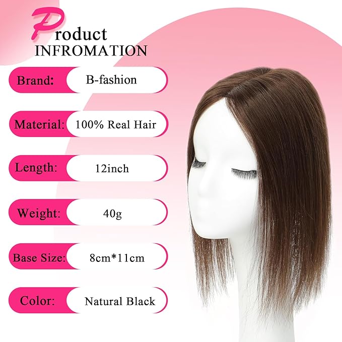 Hair Toppers for Women Real Human Hair Topper Upgrade Swiss Lace Middle Part Clip in Bangs Remy Human Hair Straight Hairpieces for Thinning Realistic Scalp 360° Cover Gray Hairy Roots Honey Brown