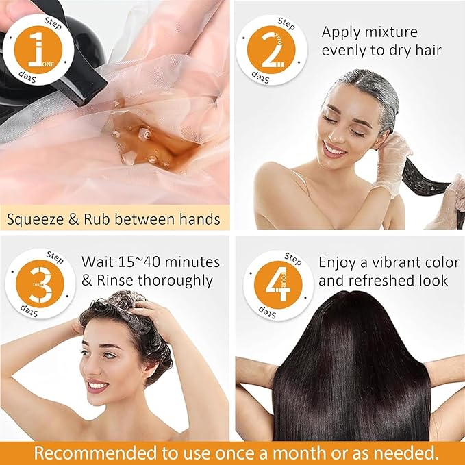 Black Hair Dye Shampoo 3 in 1, Semi-Permanent Black Hair Dye, Cover Grays in Minutes, Instant Hair Color Shampoo for Women Men, Champu Para Canas 16.90 Fl Oz