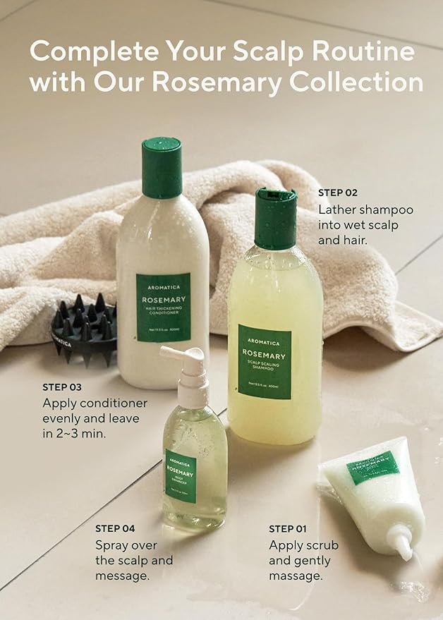 AROMATICA Root Enhancer (2 Packs) Rosemary Water Spray for Hair Growth – Korean Hair Care Oil for Scalp Detox – Flaky & Itchy & Dry Scalp Treatment – Free from Sulfate, Silicone, and Paraben (3.38oz)