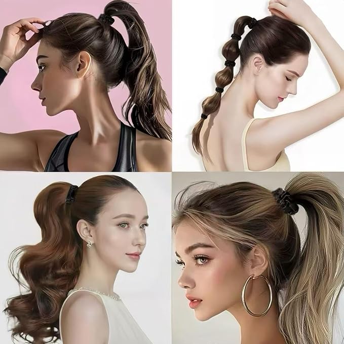 10 Pcs Black Small Satin Hair Ties No Damage for Women Girls Thick Thin Hair, Small Satin Scrunchies Hair Ties Skinny Hair Elastic Bands Ponytail Holders for Women Hair Accessories