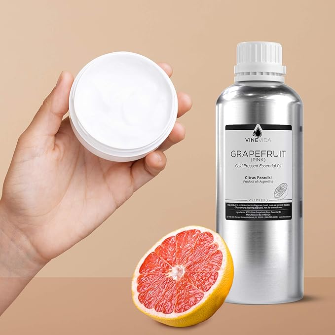 VINEVIDA Pink Grapefruit Essential Oil 32 oz - Undiluted Grapefruit Oil 32 oz - Grapefruit Candle Oil Scent - DIY Candle Scents for Candlemaking - Bulk Essential Oil for Soap Making Safe for Skin