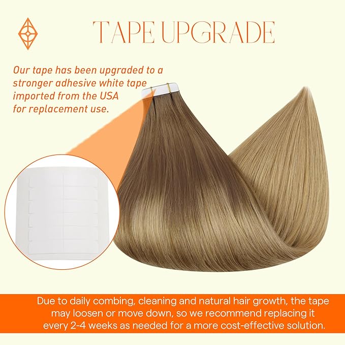 Full Shine Tape in Hair Extensions Human Hair Color 10/14 Ombre Blonde Tape in Extensions 22 Inch Invisible Seamless Extension Silky Straight Real Remy Adhesive Skin Weft 20 Pcs 50 Grams