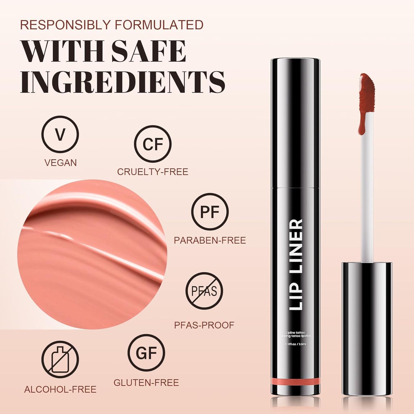 Lip Stain - Long Wear Tattoo Lip Liner, Waterproof & Transfer-proof Peel Off Lip Stain with Matte Finish, Lip Tint For All Skin Types, Great Gifts for Women (Nude)