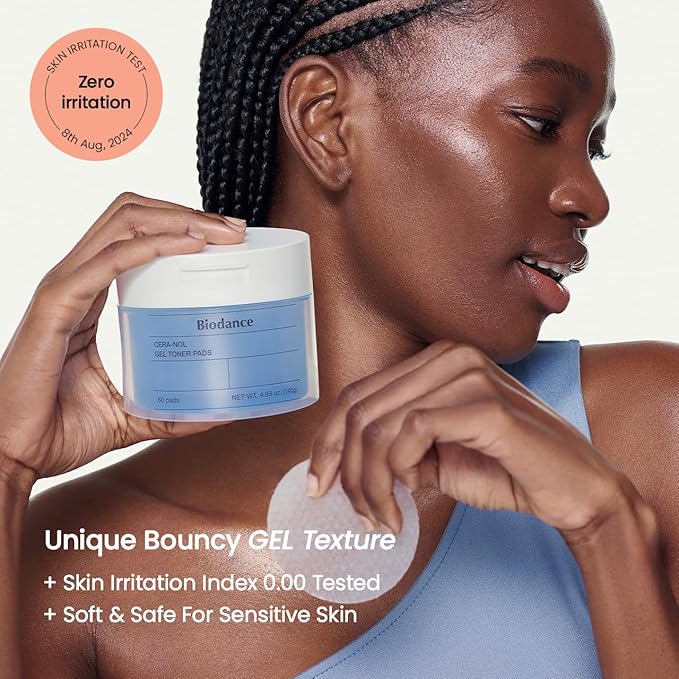 Biodance Cera-NOL Gel Toner Pads, Hydrating & Soothing for Sensitive Skin, Redness Reducing, Gentle Exfoliating Toner Pads, Korean Skincareㅣ4.93 fl.oz.(140g)*60Pads