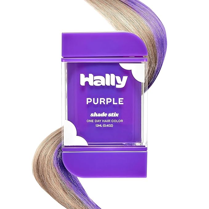 Hally Hair Temporary Hair Color, Shade Stix (Purple) - Hair Makeup Accessories for Kids, Teens & Adults - 12 ml Washable Hair Chalk & Dye for Festivals, Sporting Events & Parties