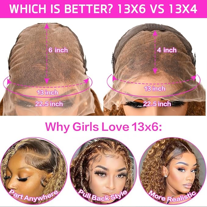 26inch Highlight Ombre Lace Front Wig Human Hair 13x6 HD Honey Blonde 4/27 Deep Wave Lace Frontal Wigs Glueless Wigs Human Hair (4/27 Honey Blonde, 26 inch)