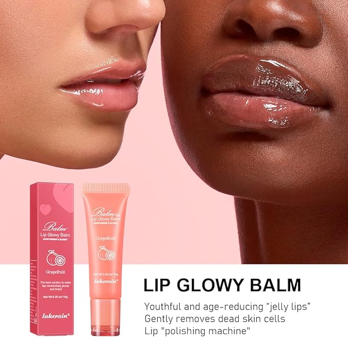Hydrating Lip Butter Balm for a Glossy Finish and Lip Glow - Lip Glowy Balm with Summer-worthy Fragrance | Vegan Lip Care (#3-Grapefruit)