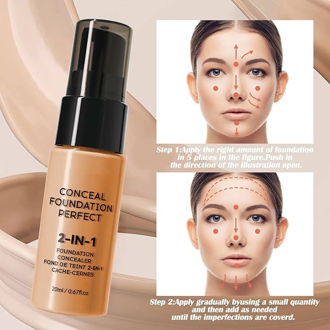 6 Colors Liquid Foundation Long-Lasting,Poreless Liquid Oil Concealer Foundation For All Skin Type,Waterproof & Sweat-Proof,Easy To Push Away,Flawless Finish Foundation,Balanced Skin Color