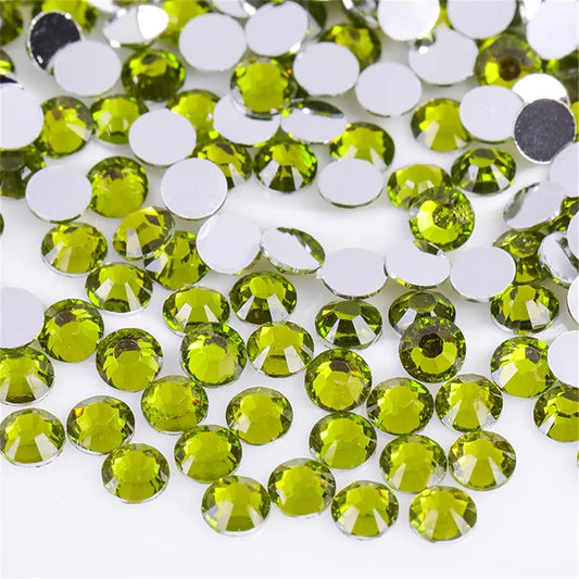 3000 Pieces SS12 3mm Flatback Rhinestones Clear Glass Round Gems Crystals for Nail Art DIY Crafts Clothes Shoes Bags （Olive Green）
