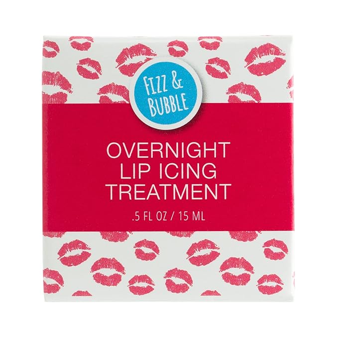 Fizz & Bubble Overnight Lip Icing Treatment with Vitamin E, Shea Butter, Hyaluronic Acid, Beeswax & More - Coconut & Peach - 0.5 Fl Oz