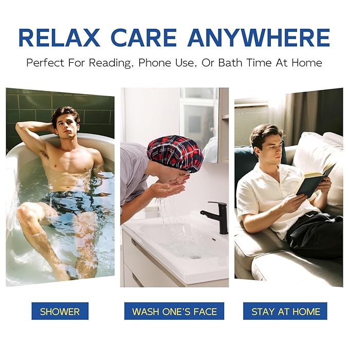 Years calm Shower Cap for Men, Waterproof & Heat-Retaining Hair Treatment Cap – Reusable Men’s Shower Cap with Foil Lining, Elastic Band, for Steam Care, Hair Mask & Oil Conditioning