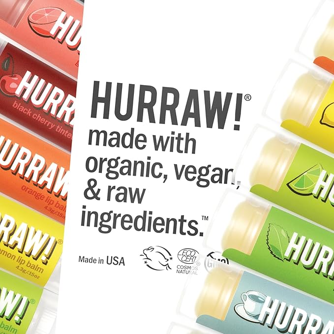 Hurraw! Lime Lip Balm: Organic, Certified Vegan, Cruelty and Gluten Free. Non-GMO, 100% Natural Ingredients. Bee, Shea, Soy and Palm Free. Made in USA