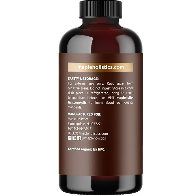 Organic Castor Oil Glass Bottle - 100% Pure Castor Oil Organic Cold Pressed Unrefined Glass Bottle - Extra Virgin Non GMO Hexane Free Cruelty Free Dermatologist Tested and USDA Certified (8 Fl Oz)