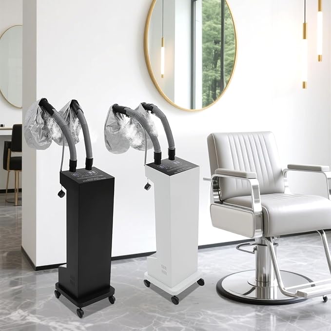 Professional Hair Steamer Machine with Adjustable Temperature,650W Hair Steamer,Dual Tube Steam Hair Care System,Salon Spa Equipment for Deep Hair Care Repair, Hair Styling (Black)