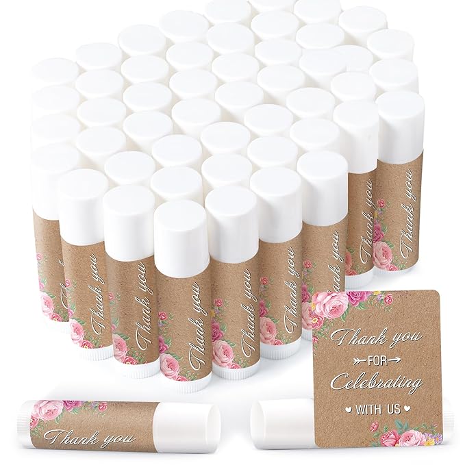 Demissle Jasmine Moisturizing Lip Balm, 40 Pcs Bulk - Thank You for Celebrating with Us, Wedding Favors, Bridal Showers
