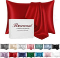 Red Silk Pillow Cases for Hair and Skin Made in USA, 22 Momme, Anti Acne Silk Pillowcase with Zipper, Organic, Hypoallergenic, Anti Wrinkle, 1 Pc 20"x26" (Standard, Red)