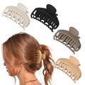 DEEKA 4 PCS 2.5 Inch Hair Claw Clips Double Row Teeth Matte Hair Jaw Clips Hair Barrettes Thick Medium Thin Hair Clips for Women (Beige,Brown,Black)