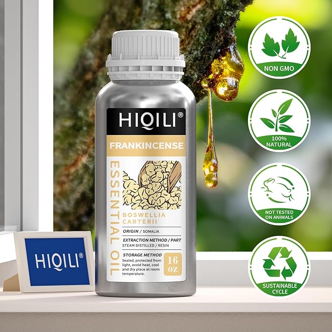 HIQILI 16 Fl Oz Frankincense Essential Oil, for Massage Skin Care, Diffuser, Aromatherapy, 100% Pure Undiluted