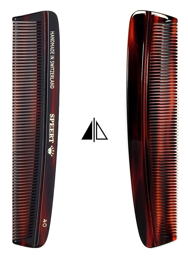 #40 Handmade Narrow Tooth Comb Tortoise Havana Acetate Fine Straight Thin Detangling Parting Grooming Teasing Hair Styling Hairdresser Barber Hairdressing Wet Dry Pocket Travel Women Men Kids