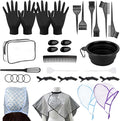 32Pcs Hair Dye Coloring Kit,Hair Dye Tools for DIY Salon.Hair Dye Brush and Bowl Set, with Dye Brush/Ear Cover/Gloves/Comb/Hairpin/Hair Coloring Cape(Black,B)