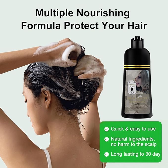 Hair Dye Shampoo, 3 in 1 Gray Hair Coverage, One-Step Wash-In Hair Dye, Shampoos for Color Treated Hair, Semi Permanent Hair Color Shampoo for Women & Men, 13.6 fl. oz, (Subdued Coffee Hue)