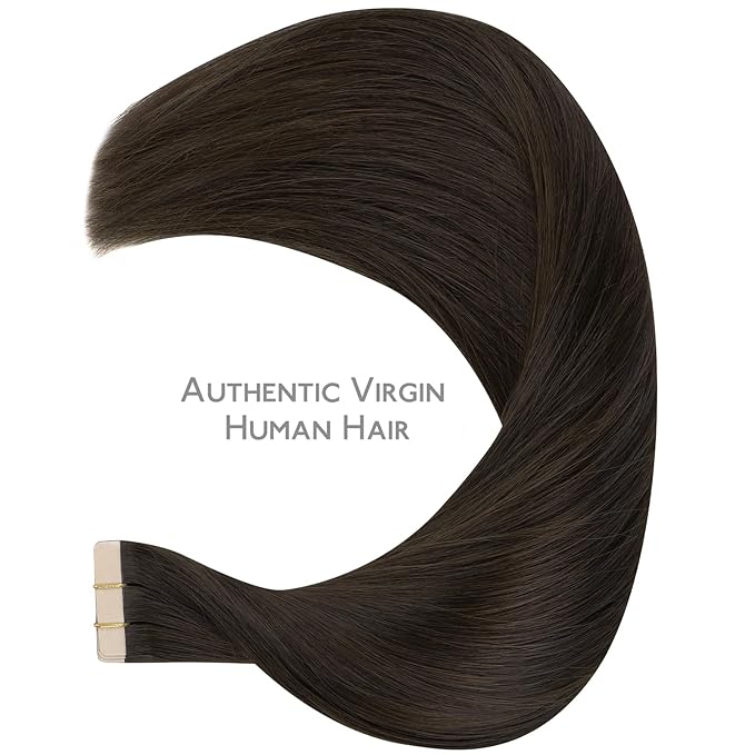 WENNALIFE Tape in Hair Extensions Human Hair Dark Brown Tape in Extensions, 10pcs 30g 24 inch Remy Invisible Tape Ins Straight Colored Soft Real Human Hair Tape in Extensions Refill Set Extensions