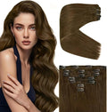 Ve Sunny Brown Hair Extensions Clip in Real Human Hair 20 inch Double Weft Remy Straight Human Hair Extensions Clip ins for Women 7pcs 120g