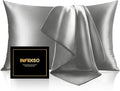 INFIIXSO Mulberry Silk Pillow Case King Size, Silk Pillowcase with Hidden Zipper 20"x36", Extraordinary Smooth and Soft Pillow Cases for Hair and Skin(Dark Grey, 1 Pack)