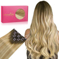 WENNALIFE Clip in Hair Extensions Real Human Hair, 22 Inch 120g 7pcs Remy Hair, Balayage Light Ash Brown to Light White Blonde Hair Extensions Clip In Real Hair Coloured