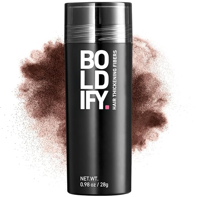 BOLDIFY Hair Fibers (28g) - Fill In Thinning and Fine Hair for an Instantly Fuller, Thicker Look - 14 Shades for Women & Men - Hazel Brown