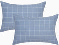 JELLYMONI 100% Natural Cotton Plaid King Pillowcases Set, 2 Pack Blue Checkered Pattern Printed Pillow Covers with Envelope Closure (Pillows are not Included)