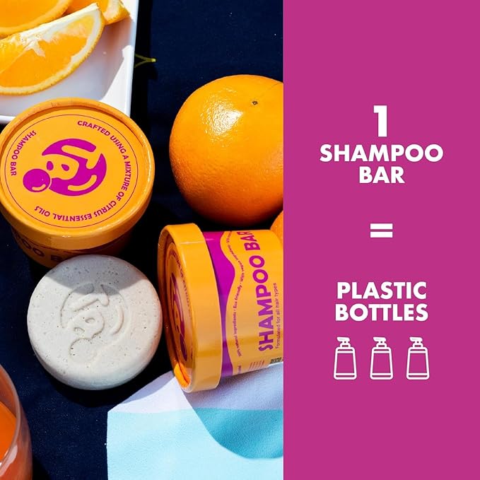 Vitamin B5 + Citrus Essential Oils Shampoo Bar – Dry shampoo for Hair Care - Women & Men – Strengthens Damaged Hair – Natural, Paraben & Sulfate-Free – All Hair Types – Made in USA – 4.5oz (Pack of 2)