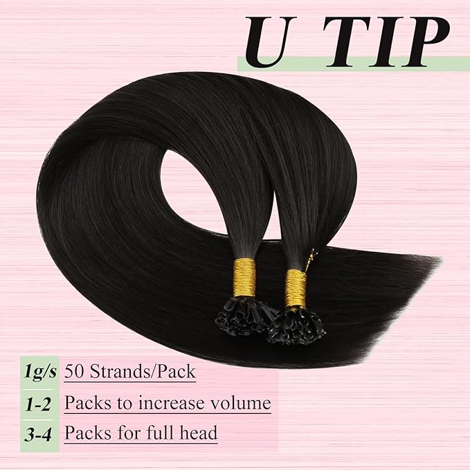 YoungSee U Tip Hair Extensions Human Hair Brown K Tip Hair Extensions Real Human Hair for Women 20In 1G/S 50G