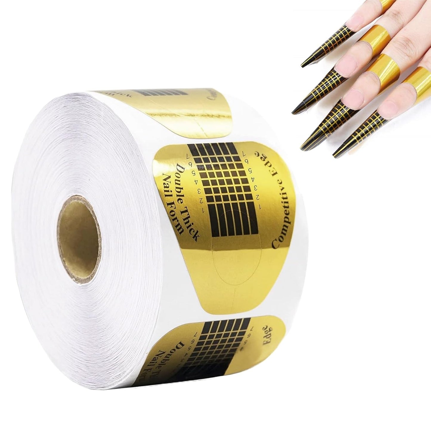 500 Pcs Nail Forms Gold Horseshoe Nail Extension Guide Paper Forms for Builder Gel, Polygel, Acrylic Nails