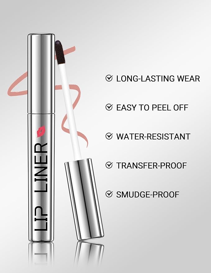 Erinde Lip Liner Peel Off Lip Stain, Long Wear Tattoo Lip Liner with Tweezer, Matte Peel Off Lipliner Stain, Long Lasting, Waterproof, Transfer-proof, Easy to Use & Natural Finish, Rose Pink