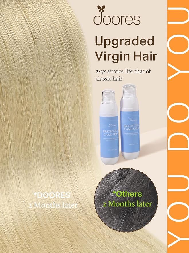 DOORES Tape in Human Hair Extensions, Light Brown to Golden Platinum Blonde 18 Inch 100g 40pcs, Hair Extensions Real Human Hair Tape in Natural Remy Straight Hair