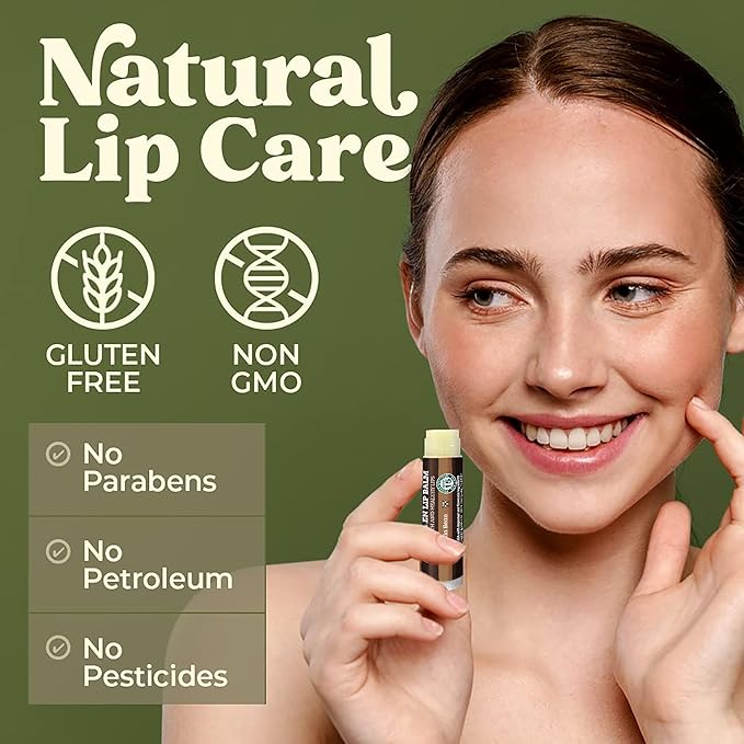 SPF Lip Balm 4-Pack by Earth's Daughter - Lip Sunscreen, SPF 15, Organic Ingredients, Vanilla Flavor, Beeswax, Coconut Oil, Vitamin E - Hypoallergenic, Paraben Free, Gluten Free