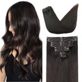 Straight Clip In Hair Extensions Real Human Hair 8Pcs Clip In Dark Brown Human Hair Extensions with 18Clips Lace Weft 120g 20inch