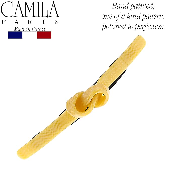Camila Paris CP2815 French Hair Barrette Clip for Girls, Handmade, Beige, Metal-Free Closure Strong Hold Grip Hair Clips for Women, No Slip Durable Styling Girls Hair Accessories, Made in France